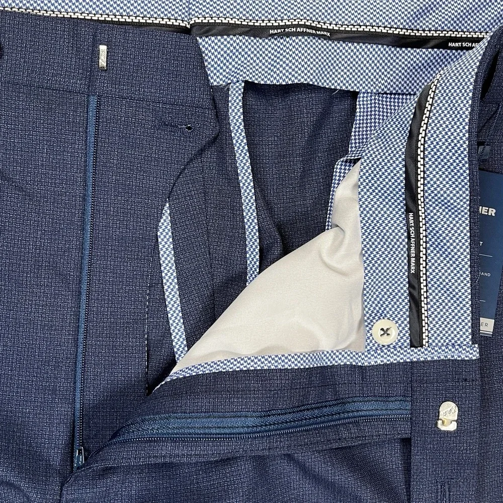 New Hart Schaffner Marx Mens Blue New York Fit Performance Traveler Pants Sz 44R